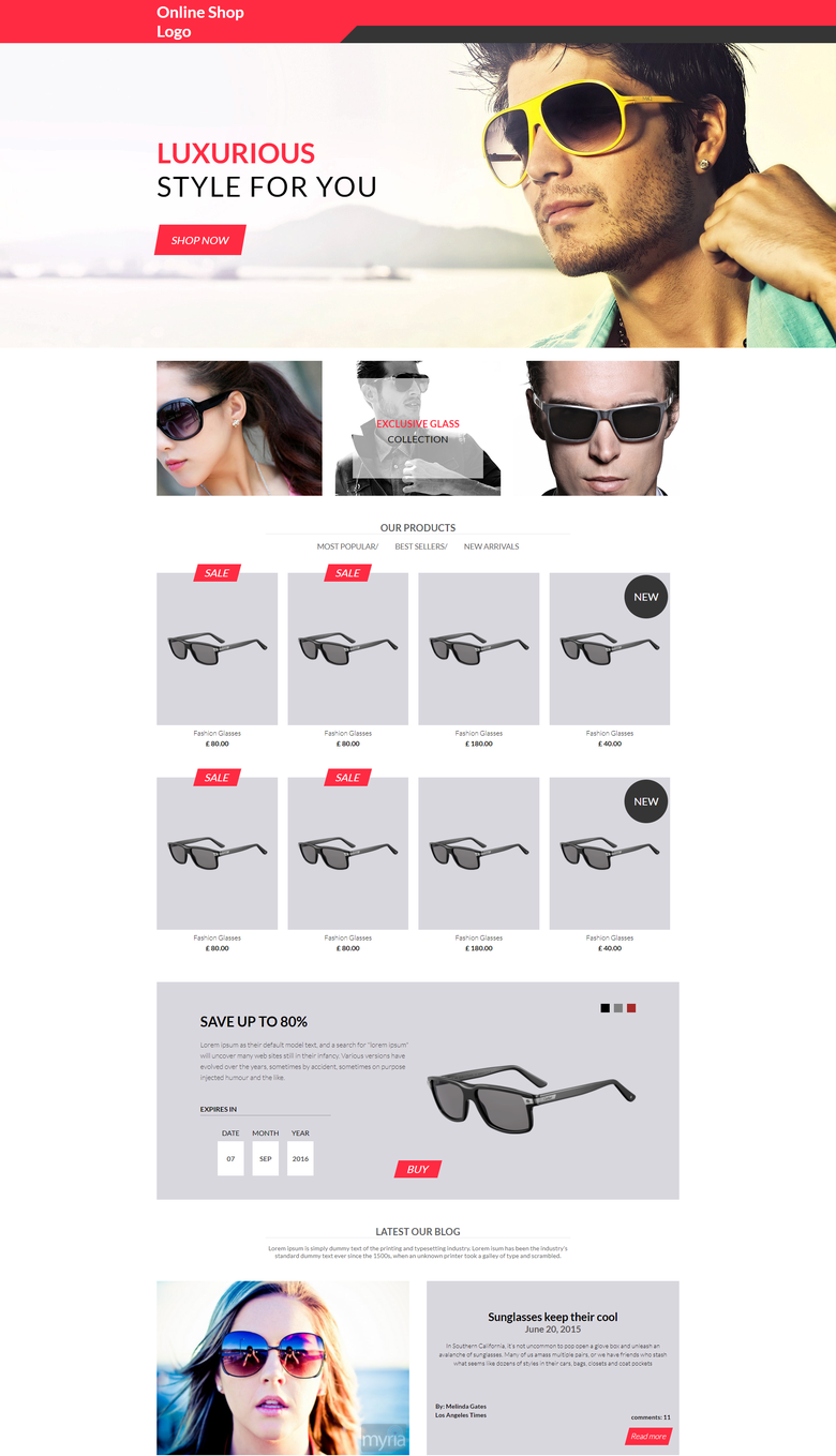 HTML, CSS Template for a online store