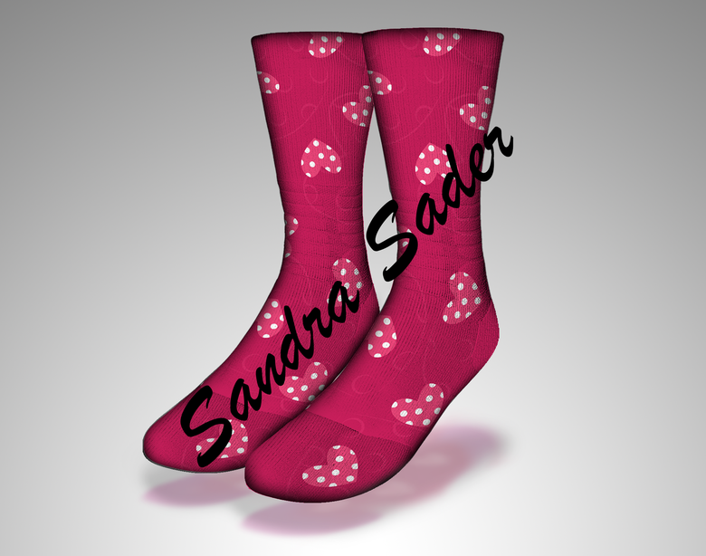 Socks design mockup - Polka-dot hearts