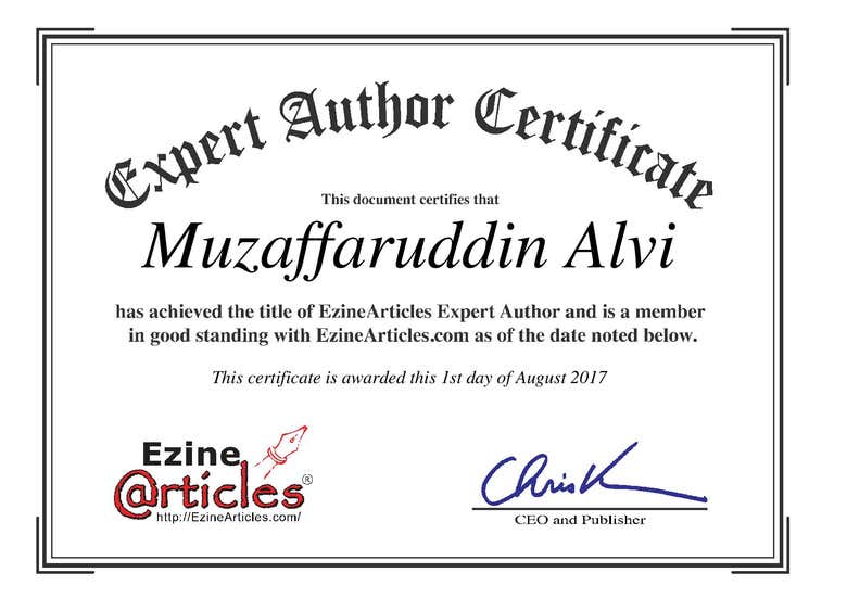 Expert Author Certificate | http://ezinearticles.com