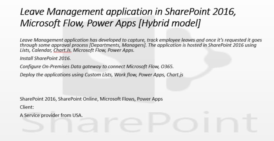 Leave Management application in SharePoint 2016, 2013