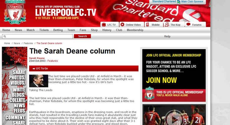 The Sarah Deane Column - Liverpool Football Club