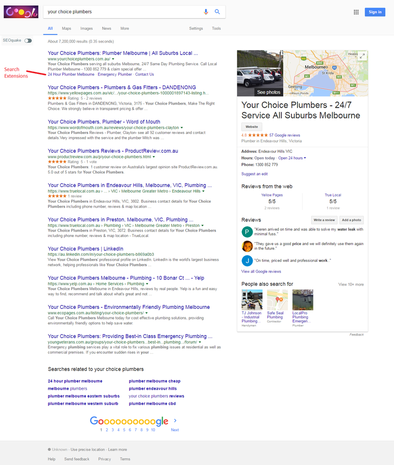 Google Knowledge Graph & Organic Search Extensions