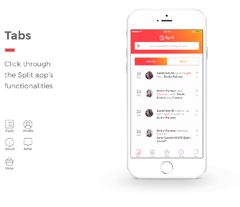 Split Mobile App UI