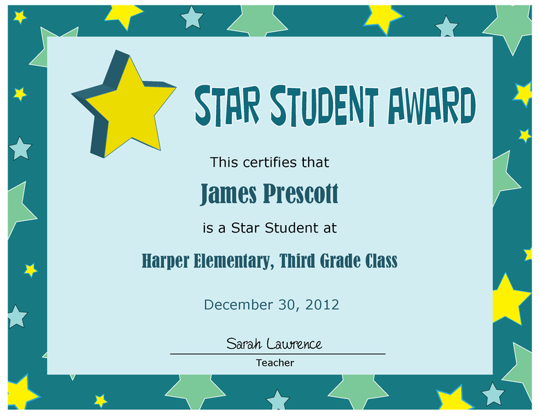 Star Student Certificate