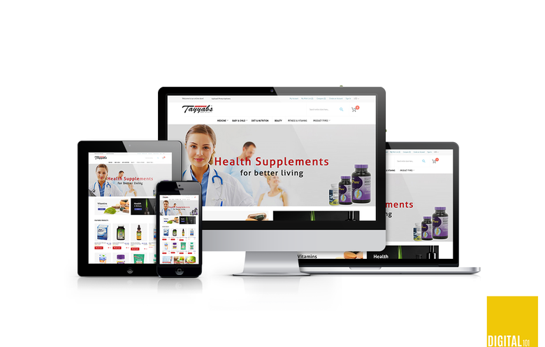 Modern Website Design Mockup - Online Pharmacy