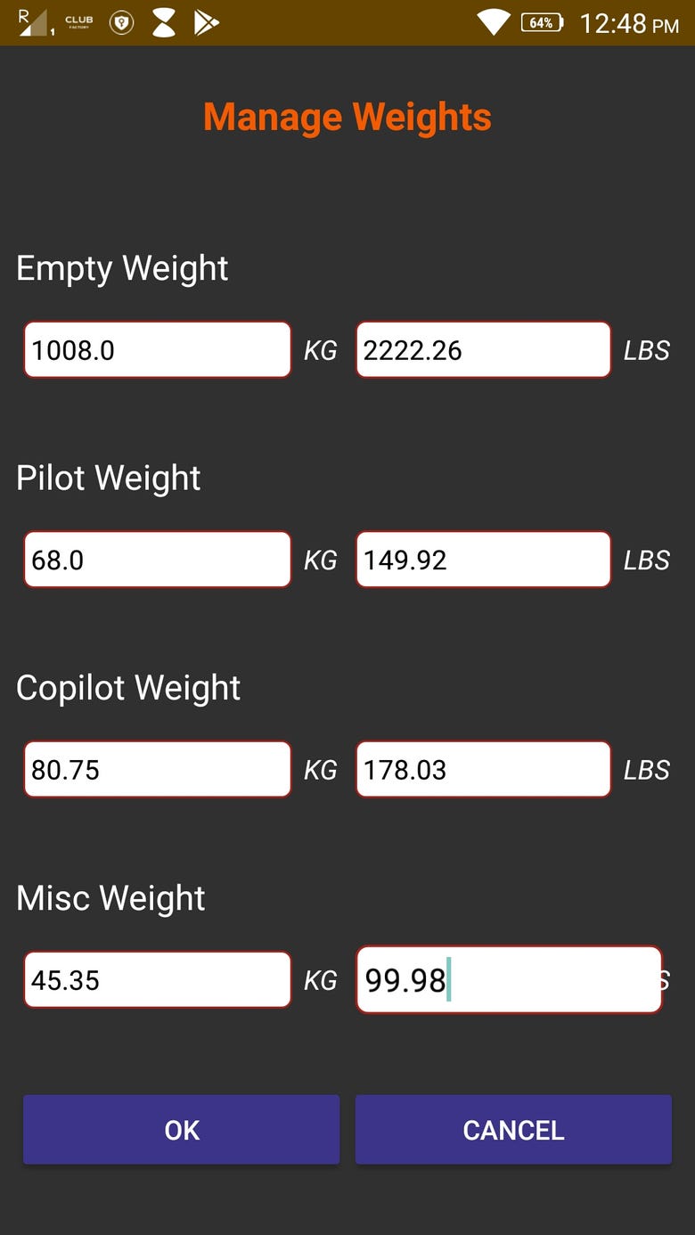 Helicopter Load Margin Calculator - Android Application