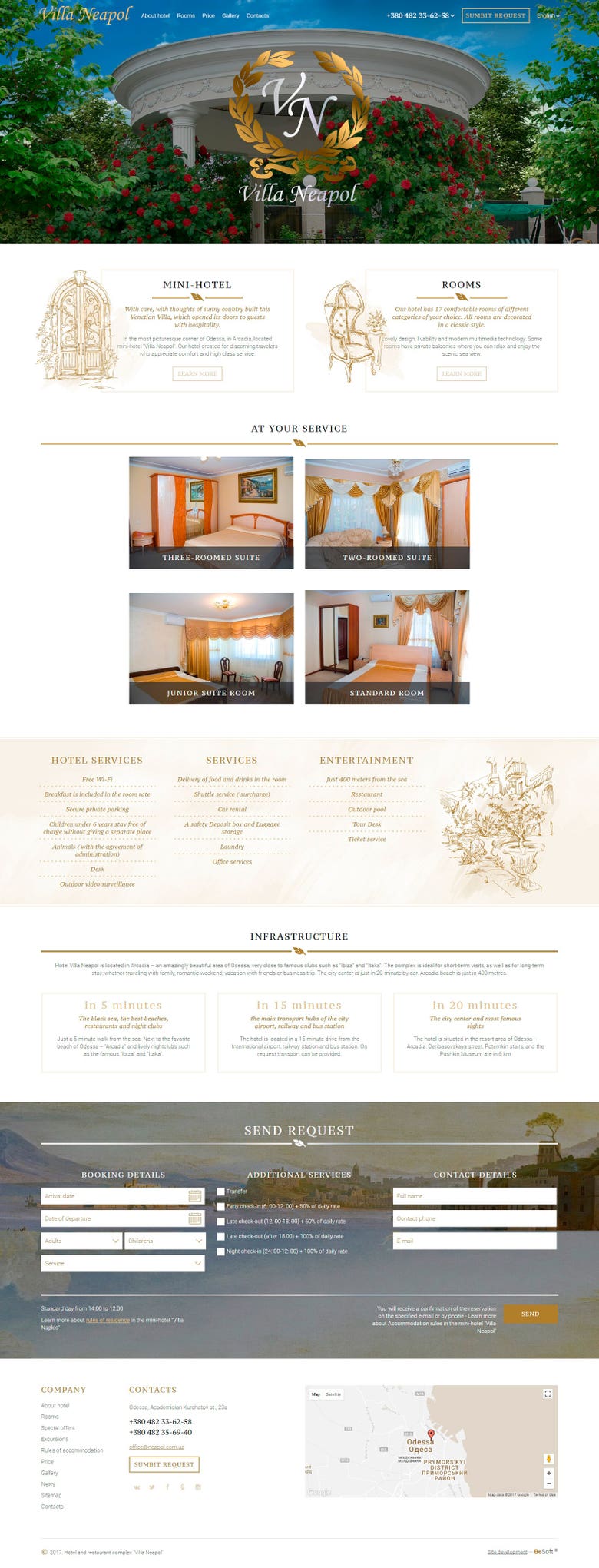 Website for hotel "VILLA NEAPOL" http://neapol.com.ua/en/