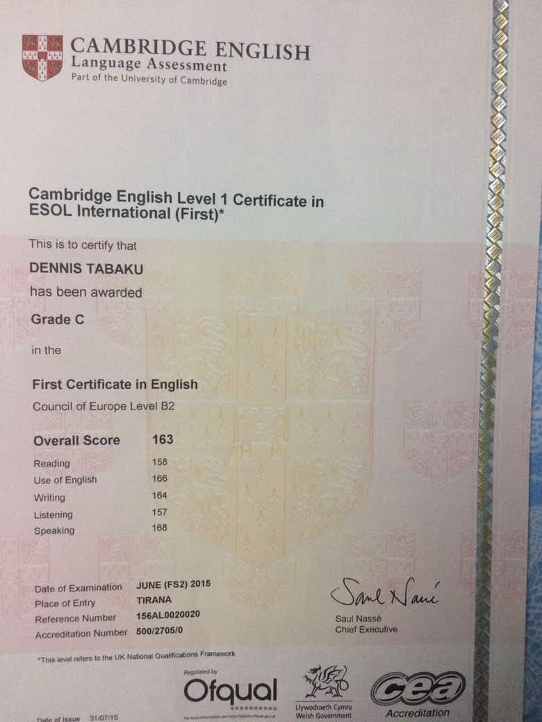 CAMBRIDGE FCE Certificate English LEVEL B2
