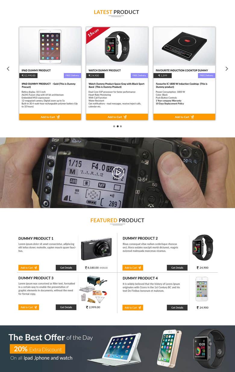 Product based eCommerce website