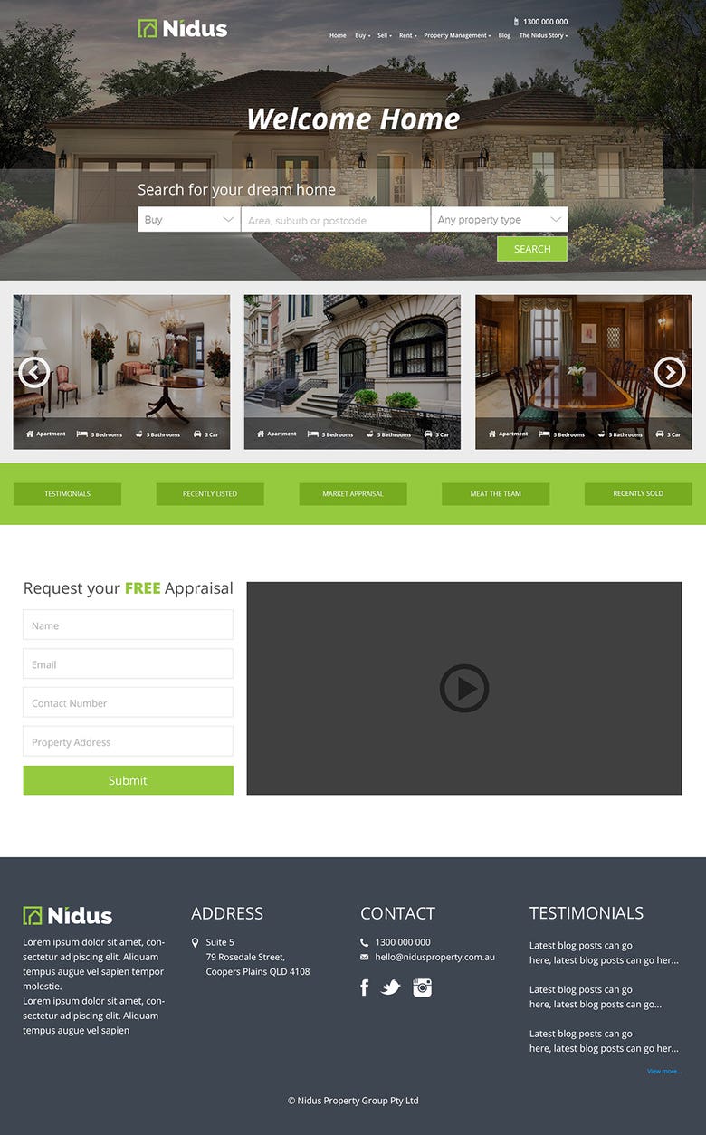 Nidus Real Estate website - Wordpress based.