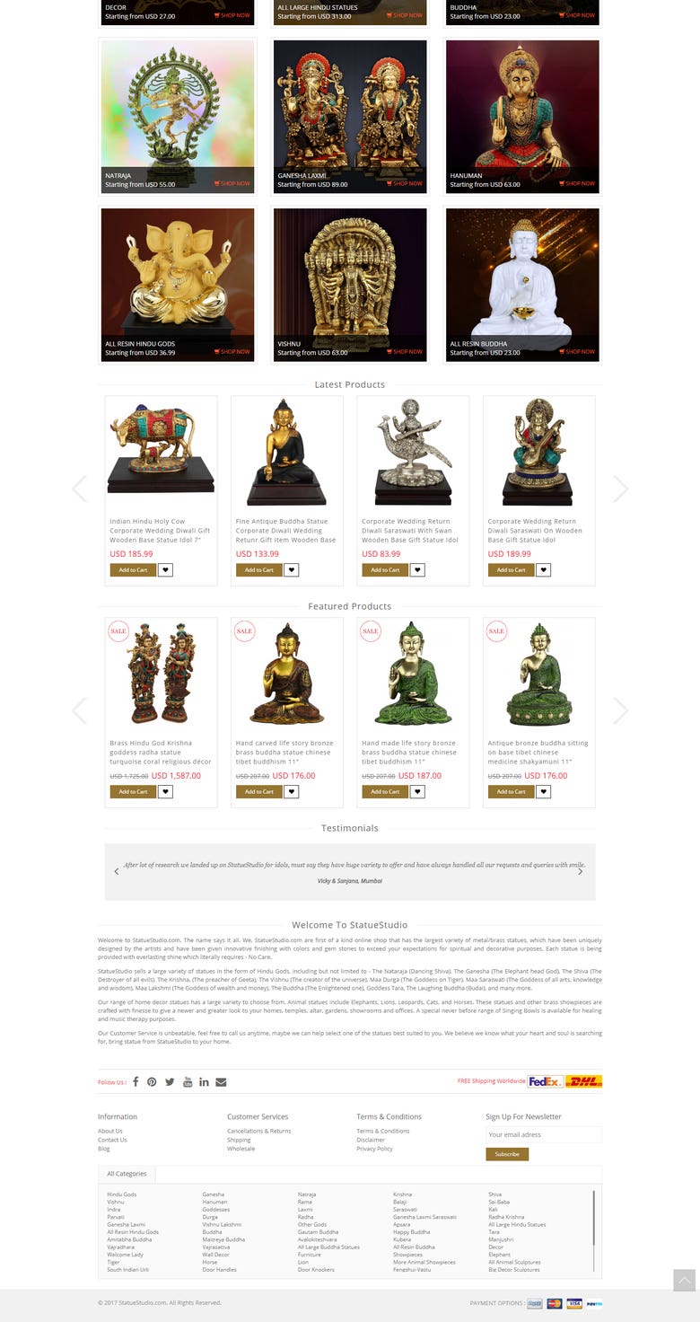 Statue Studio: eCommerce Website