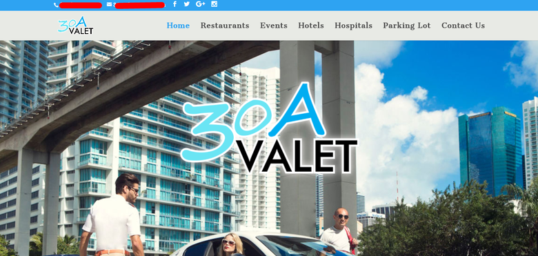Website for Valet Service Provider