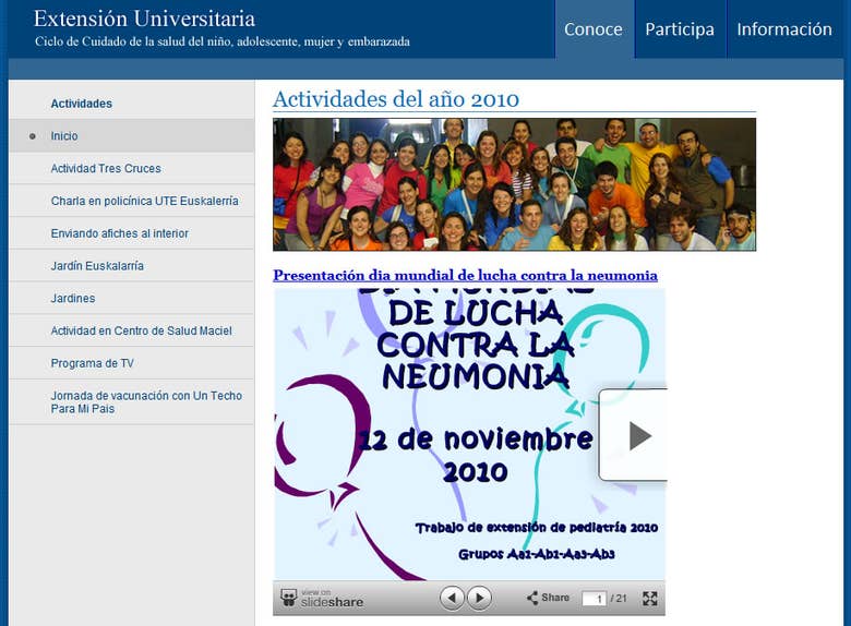 Website for Extension Universitaria