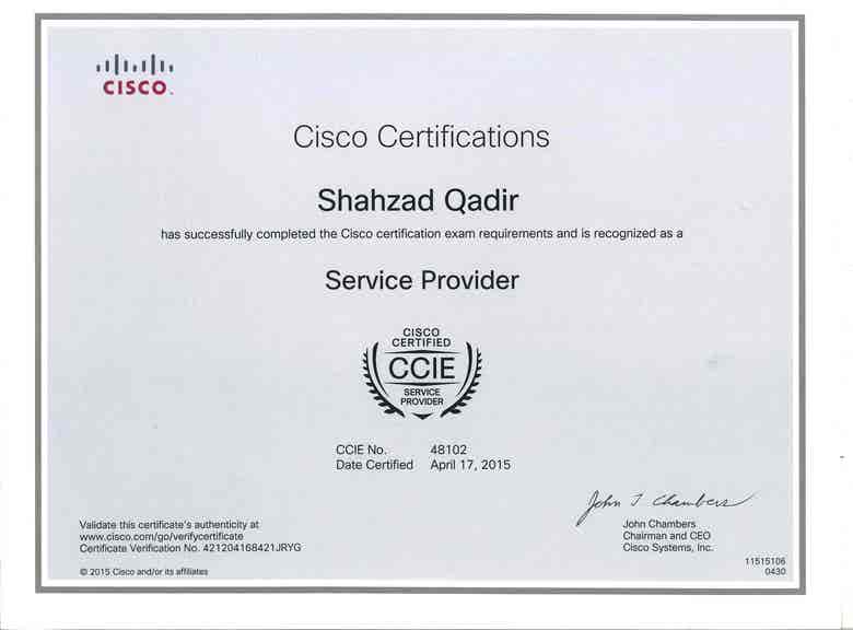 CCIE Service Provider - Certificte