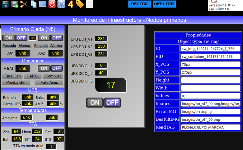 SCADA Web for quasi real time variable visualization.