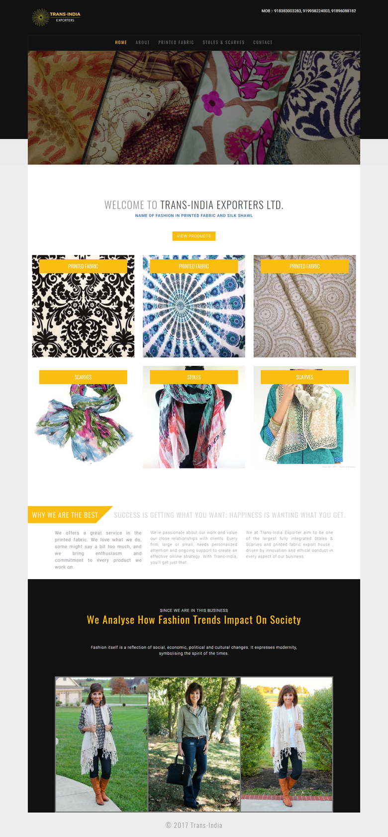 TRANSINDIA EXPORTER - ( Simple and clean cloth website )