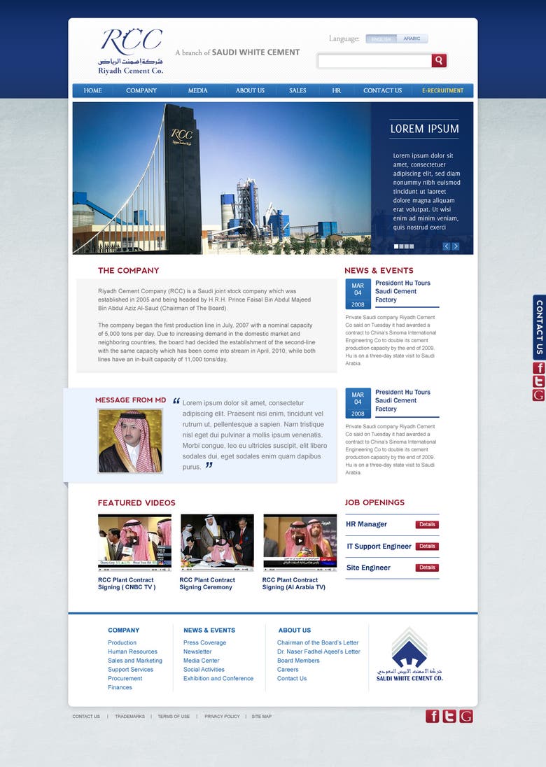 Riyadh Cement Website (Multi-Lingual)
