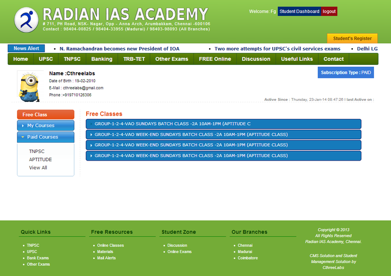 CMS WEBSITE with Student and Course Management Application