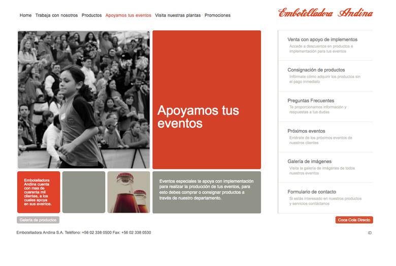 Embotelladora Andina (Coca Cola Chile) WEB Site