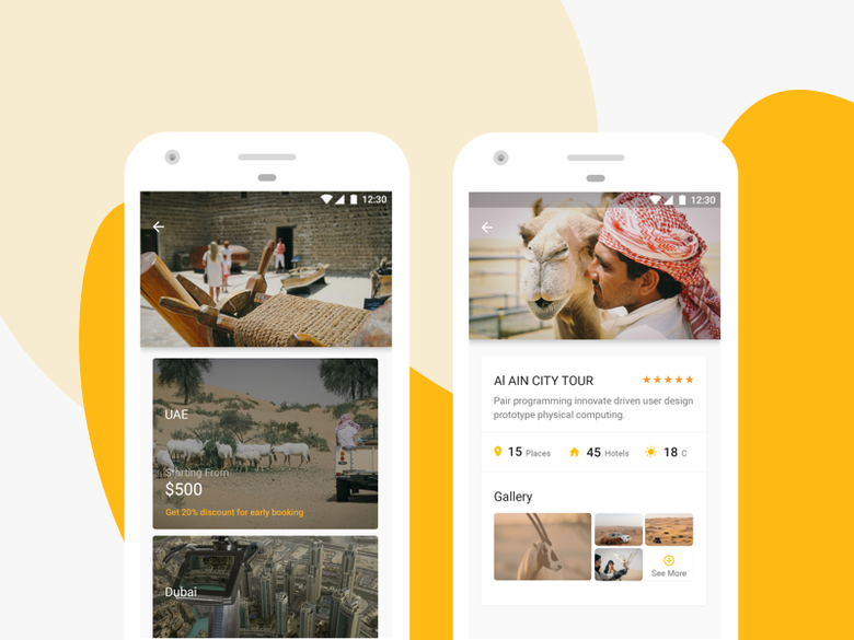 Package and detail page for travel app