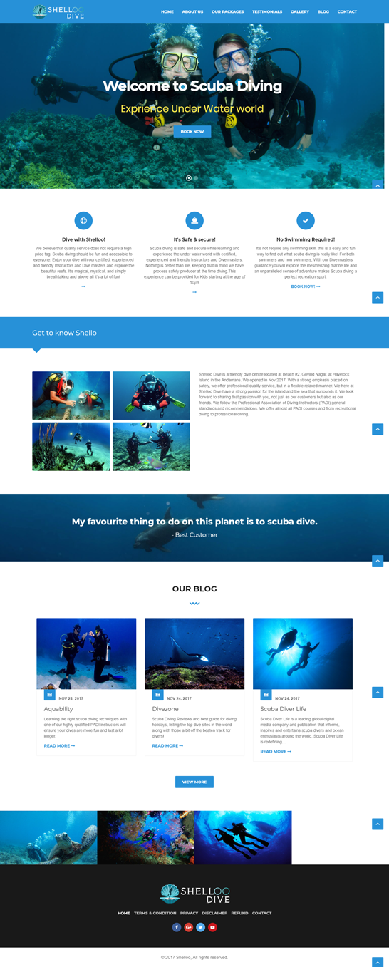 Shello Dive (Online booking website for Diving)