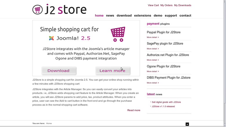 J2Store Shopping cart extension for joomla