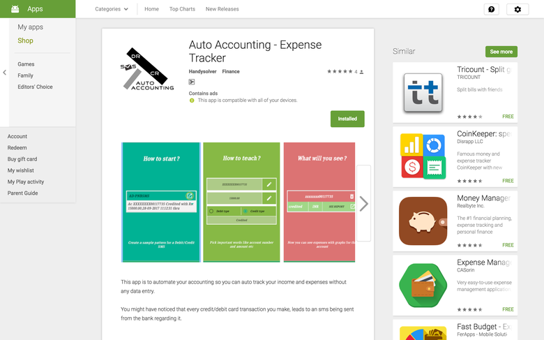 Auto Accounting of Expenses: Android App