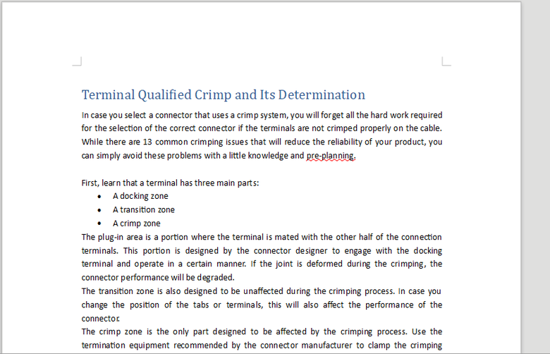 Terminal Qualified Crimp and Its Determination