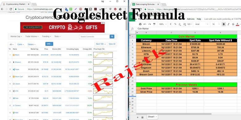 Google Spreadsheet Formula (Currency Scraping)