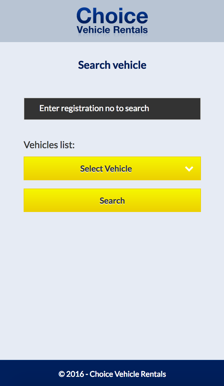 Mobile web app for renting out vehicle