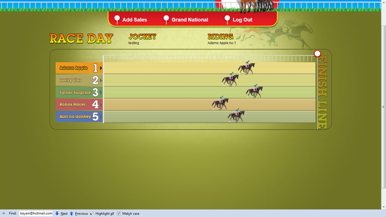 Car sales backend website with horseracing game