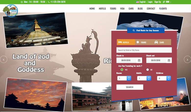 Hotel, tours and car booking website