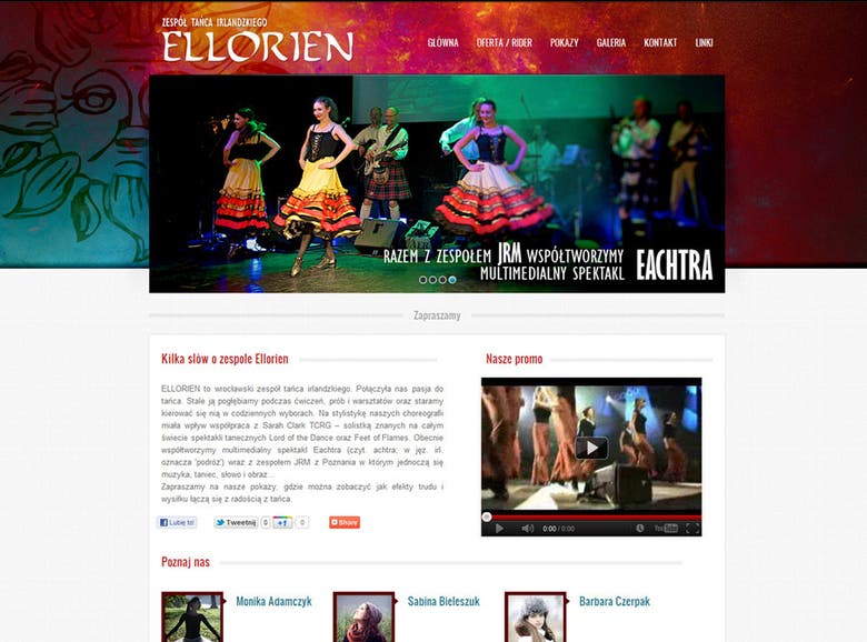 website for Ellorien dance group