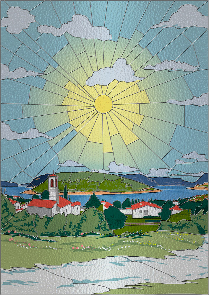Vitral de paisaje italiano - Italian Landscape Stained Glass