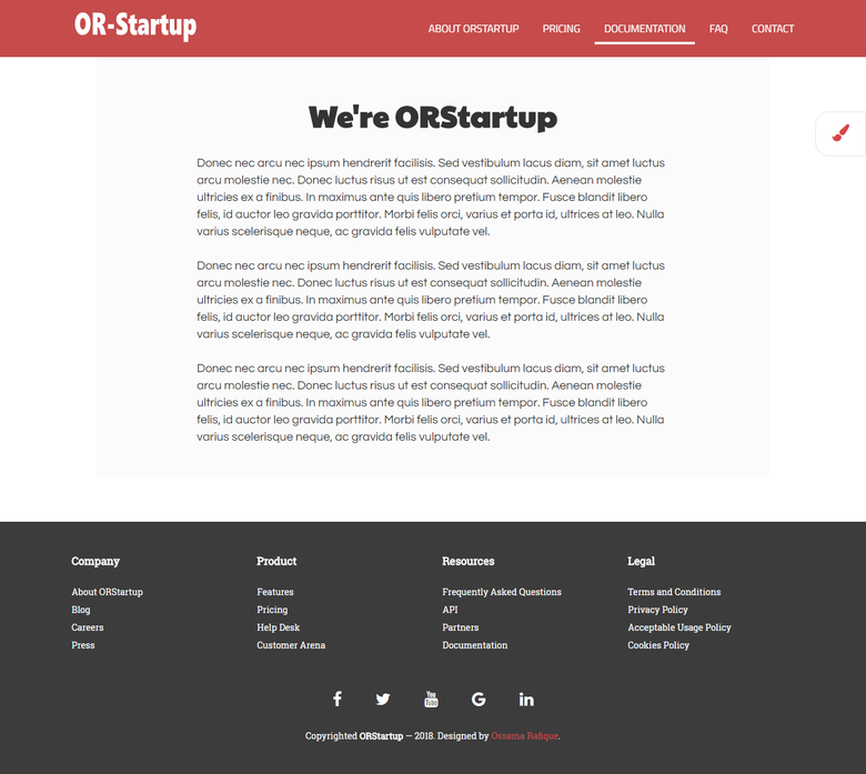 OR Startup Business Template