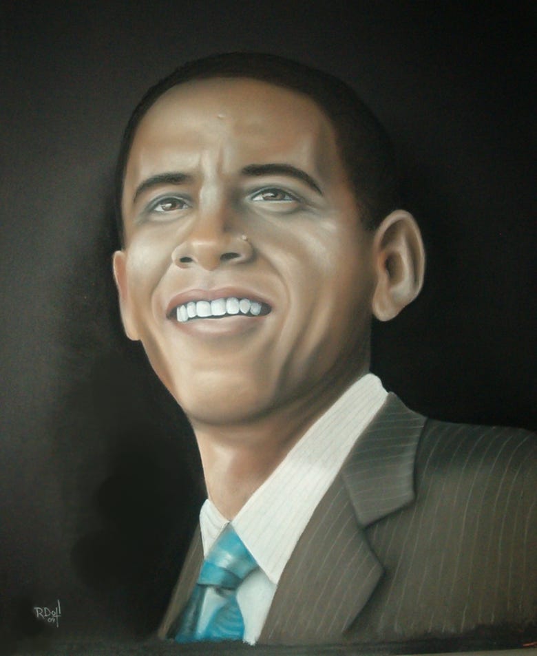 Chalk portrait of Obama