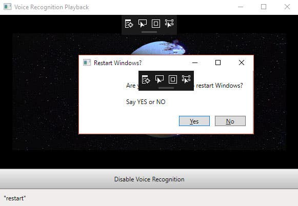 Voice controlled movie player for Windows 10