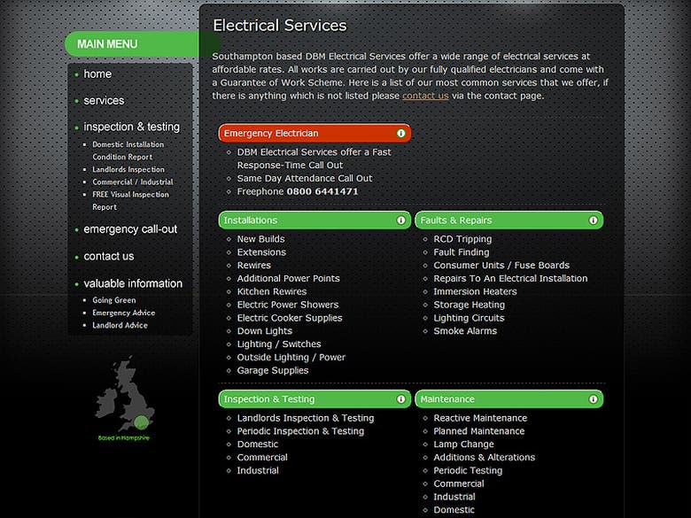 DBM Electrical Services - Website Design and Development