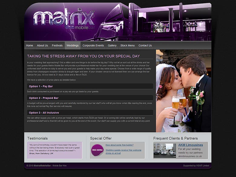 Matrix Mobile Bar - Website Design and Development