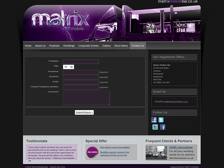 Matrix Mobile Bar - Website Design and Development