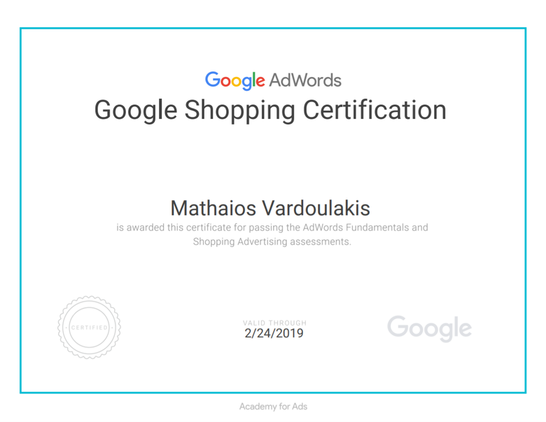 Google Shopping Certicate