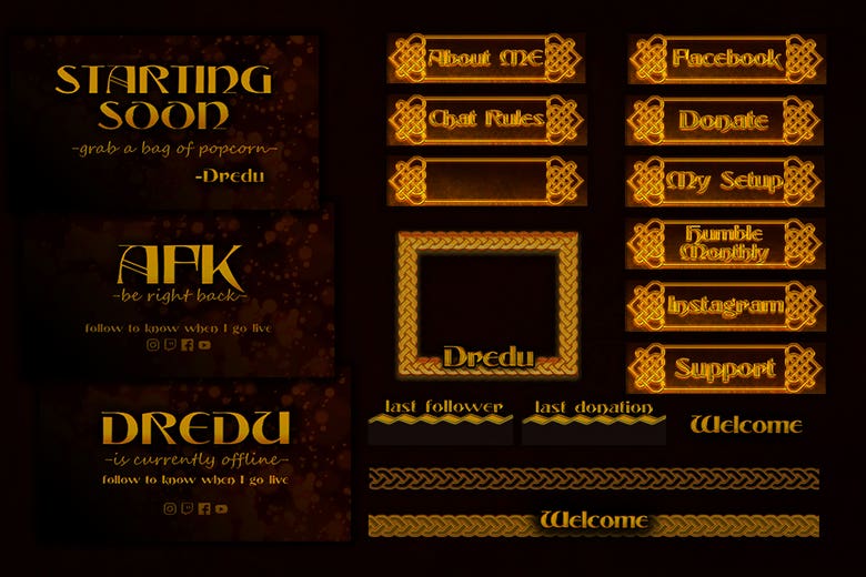Twitch Overlay - brown with lots of gold.