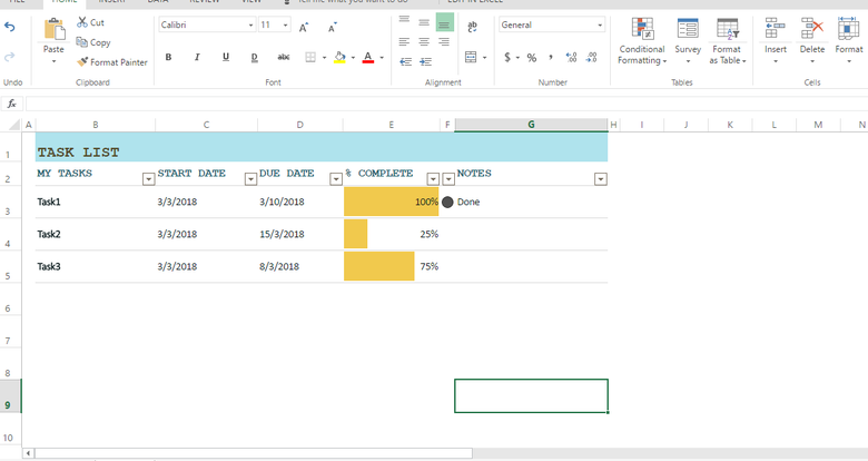 Excel Task Scheduling Dashboard