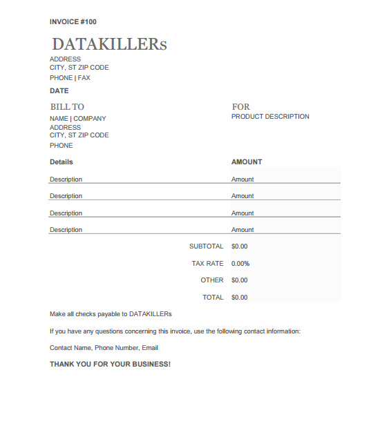 PDF Fillable Invoice or Forms