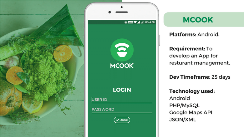 MCOOK - App for resturant management.