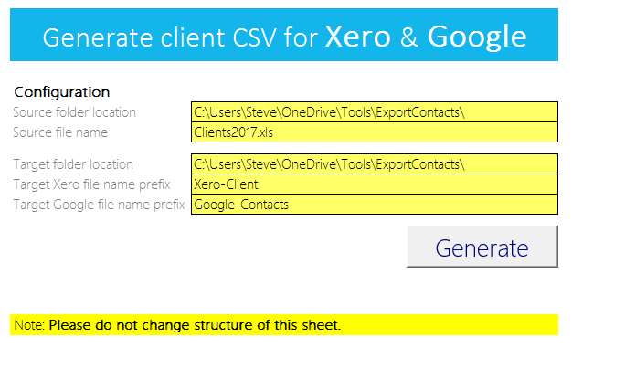 EXPORT CONTACTS TO CSV FOR XERO & GOOGLE