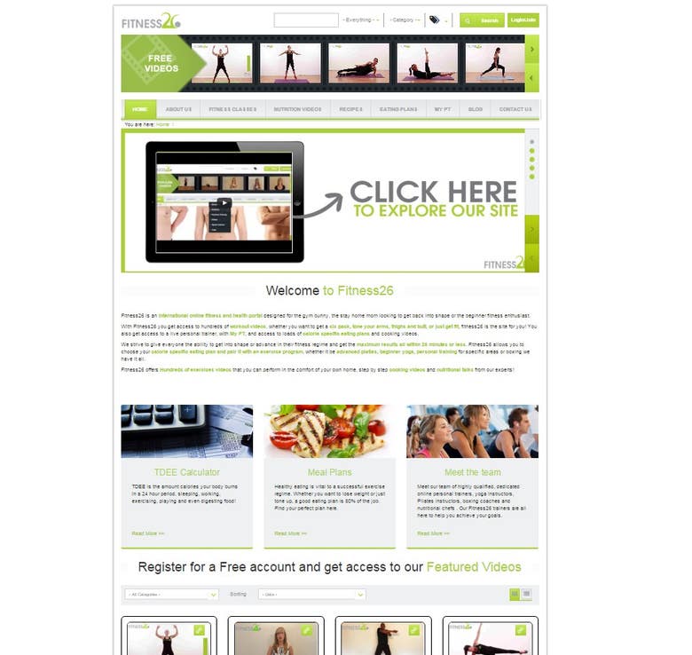 Online Fitness Videos - Website Design
