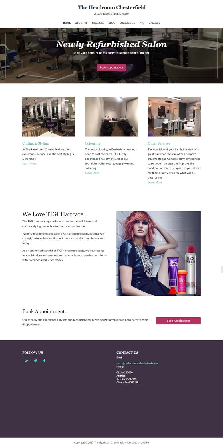 Website design for salon