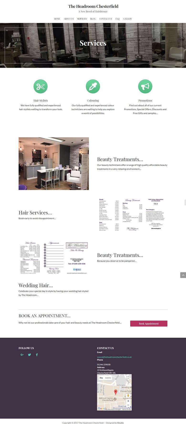 Website design for salon