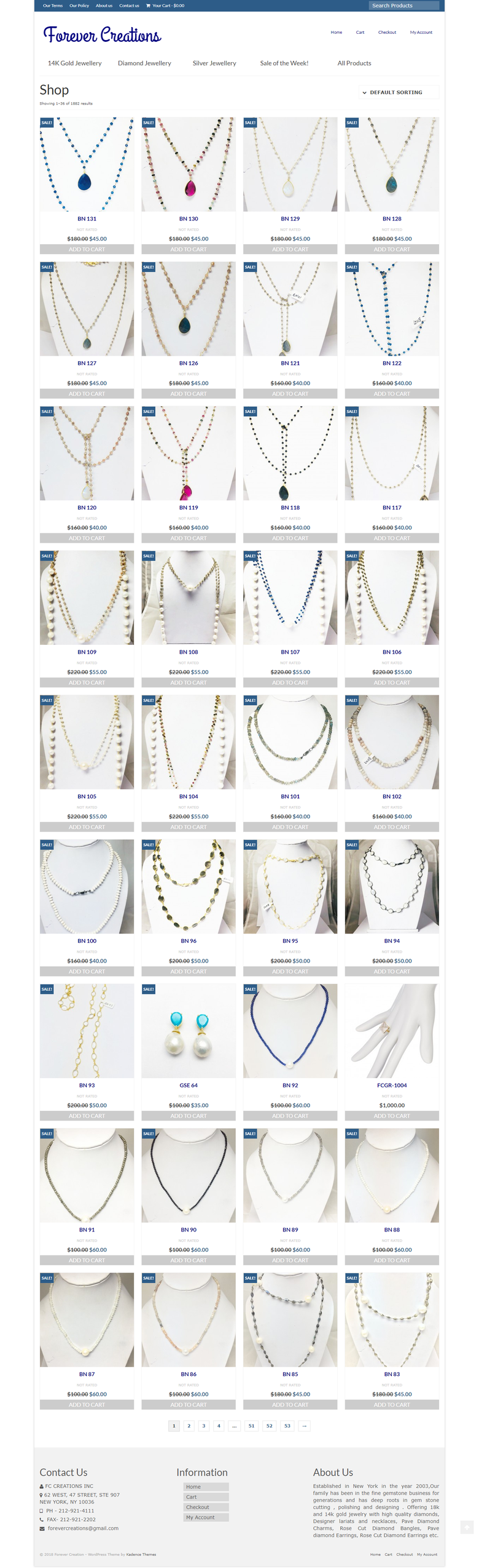 E commerce website for Jewelry